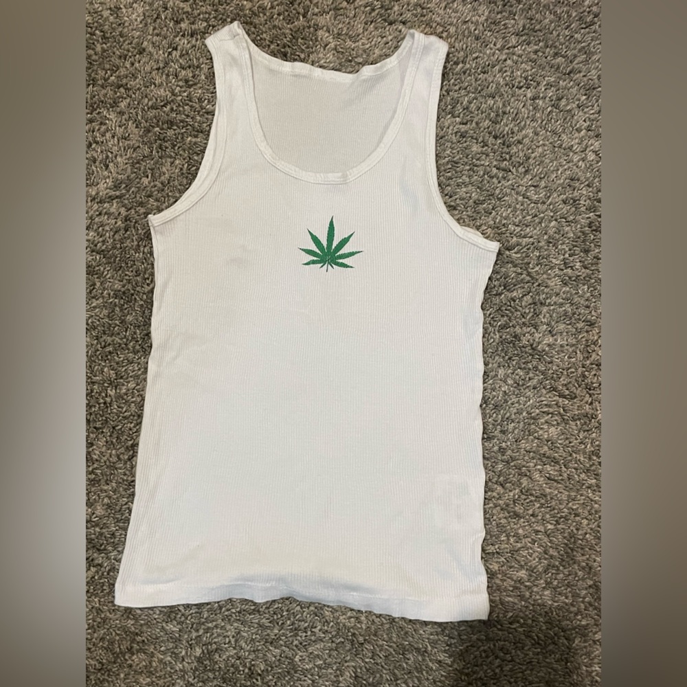 white weed fitted tank top (matching shorts sold separately)
